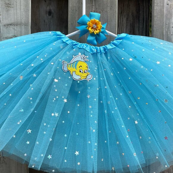 Cartoon Tutu Hair Clip 2 Pcs Set 4 Full Layer Kid Tutu Birthday Outfit Dress - Picture 2 of 2